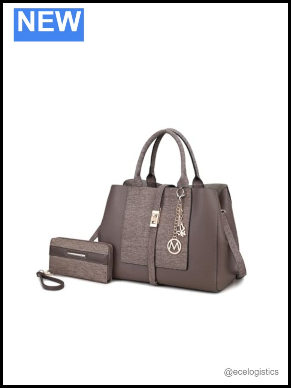 MKF Collection Satchel Tote with Wristlet Wallet PU Vegan Leather Denim